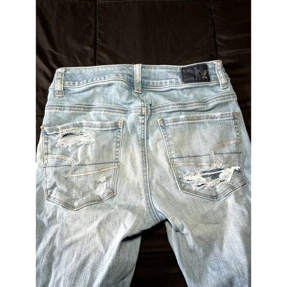American Eagle high rise jegging distressed jeans womens 2 urban grunge punk - Picture 6 of 8